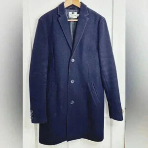 Men’s Navy Blue Topman Lined Wool Coat Size  M